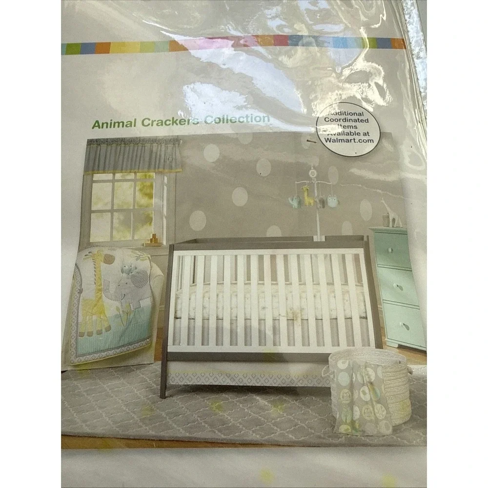 Garanimals elephant giraffe 3 Pc Crib Bedding Set Comforter Sheet Ruffle New NWT